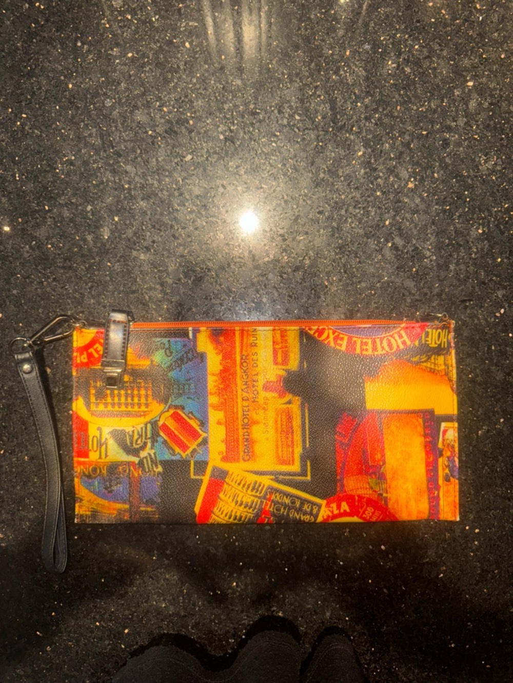 Colorful clutch with Orange Polka Dot Interior